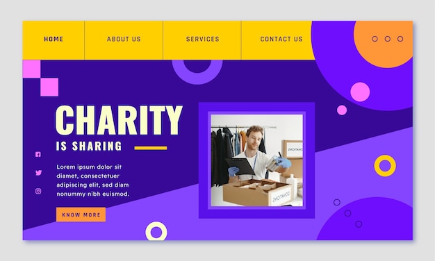 Flat design charity event landing page