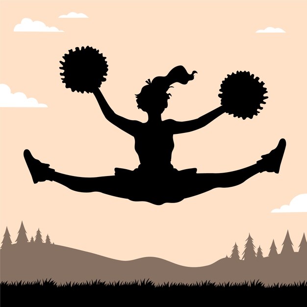 Flat design cheerleader silhouette