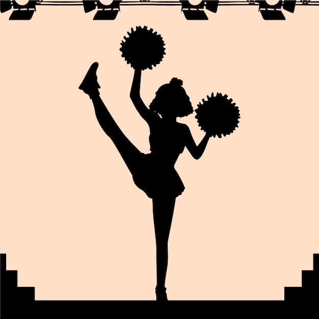 Flat design cheerleader silhouette