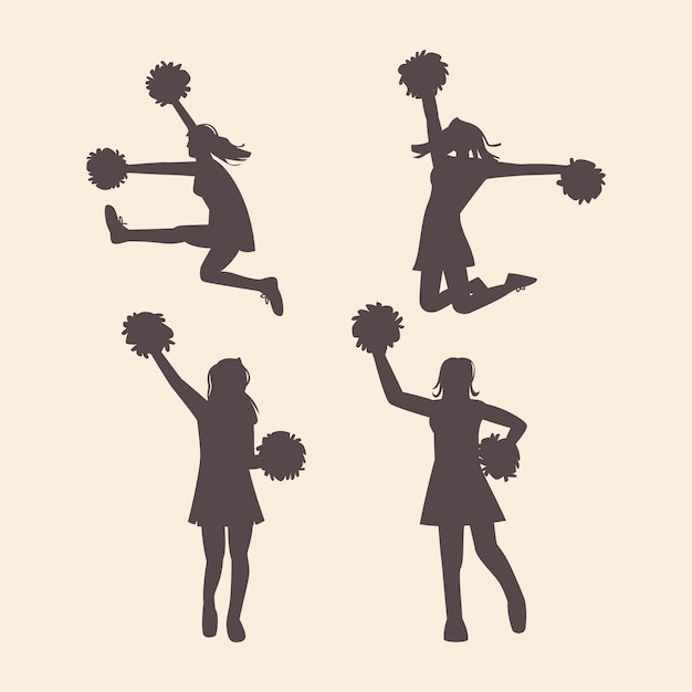 Free Vector flat design cheerleader silhouettes