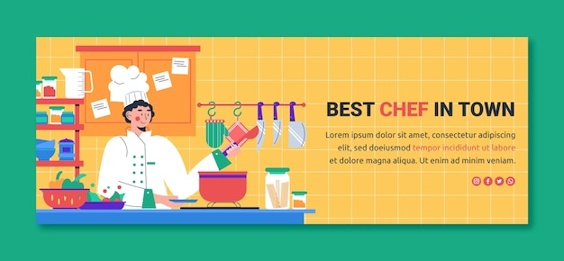 Free Vector flat design chef career facebook cover