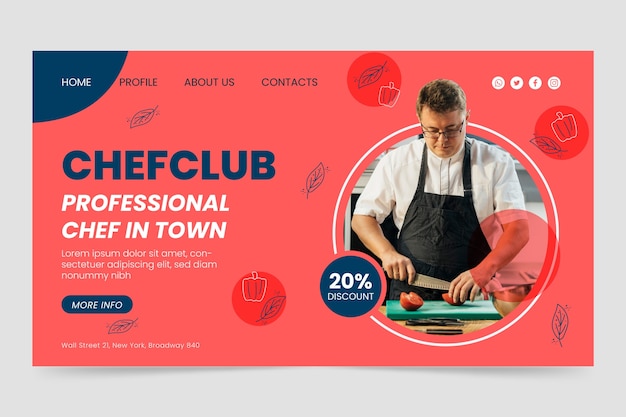 Free Vector flat design chef career landing page template