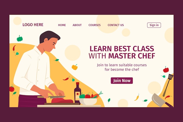 Free Vector flat design chef career landing page