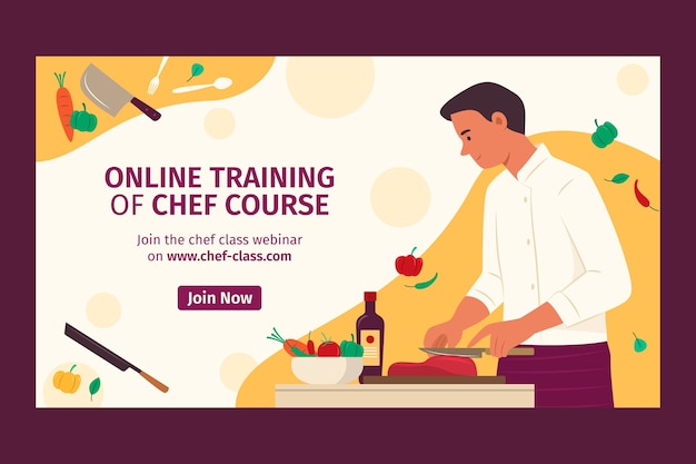 Free Vector flat design chef career webinar template