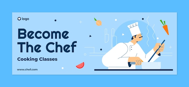 Flat design chef cooking facebook cover