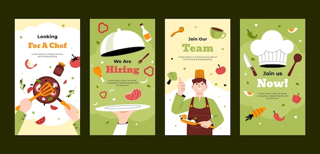 Free Vector flat design chef job instagram stories