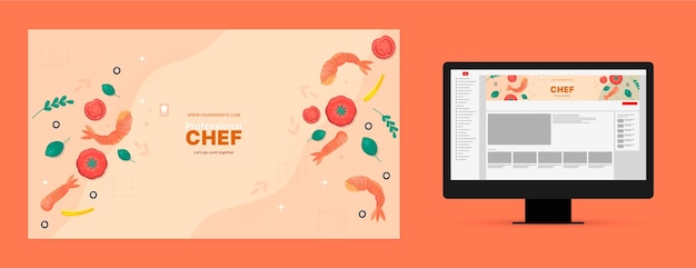 Flat design chef job youtube channel art