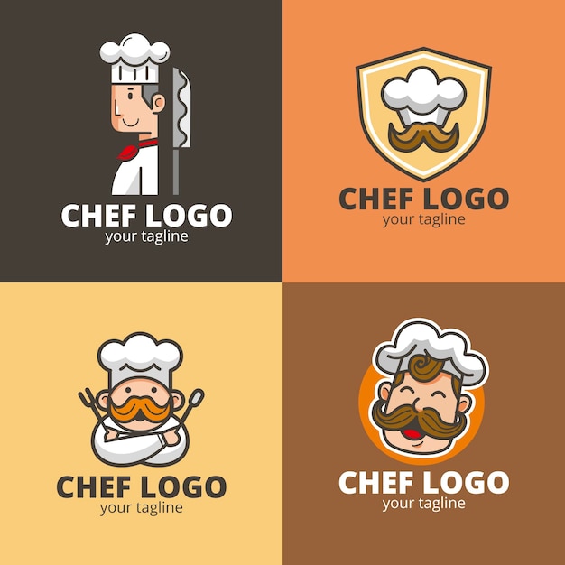 Free Vector flat design chef logo collection