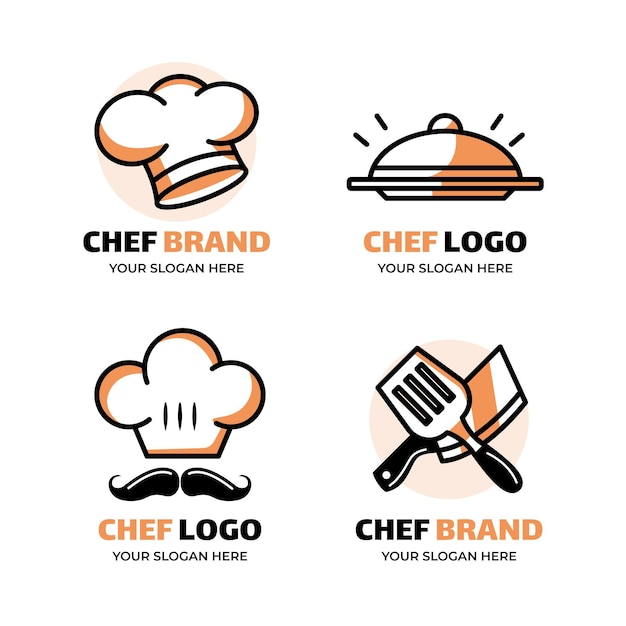 Flat design chef logo template