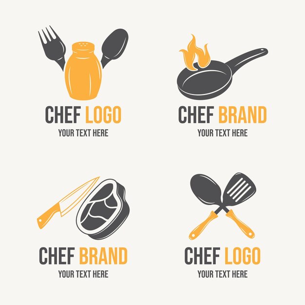 Flat design chef logo template