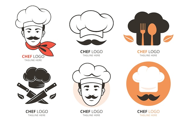 Flat design chef logo templates