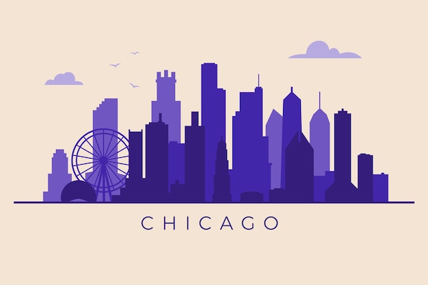 Free Vector flat design chicago skyline silhouette