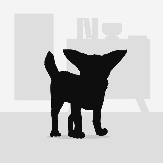 Free Vector flat design chihuahua silhouette illustration