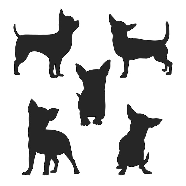 Free vector flat design chihuahua silhouette illustration