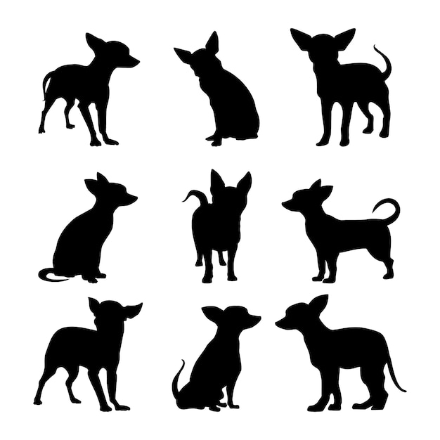 Flat design chihuahua silhouette illustration