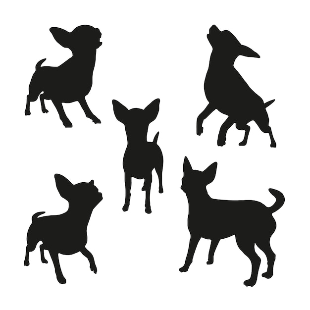 Free Vector flat design chihuahua silhouette set