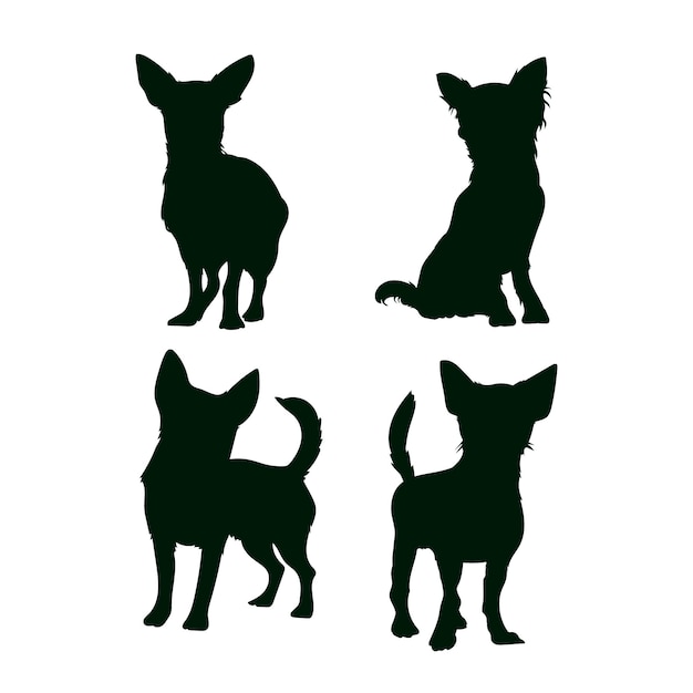 Free Vector flat design chihuahua silhouette