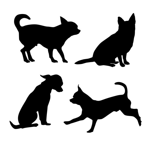 Free Vector flat design chihuahua silhouette