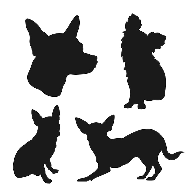 Free Vector flat design chihuahua silhouette