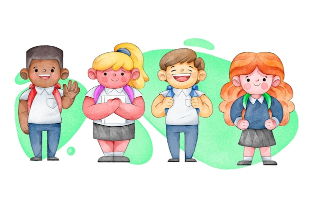 Free Vector flat design children back to school illustration