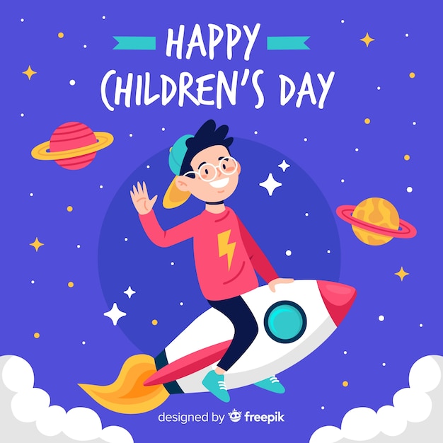 Flat design children's day background