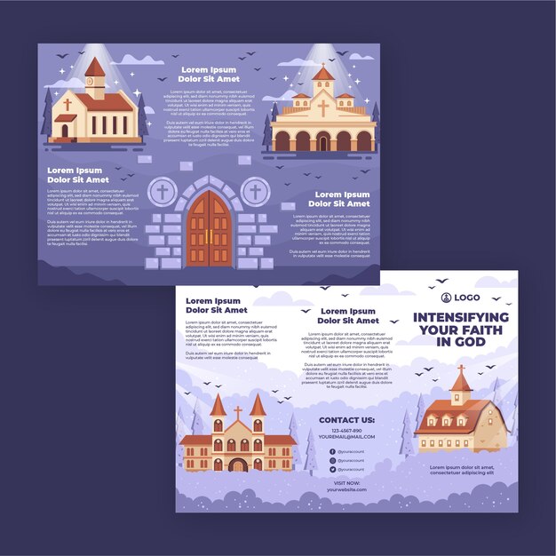 Flat design christian church brochure