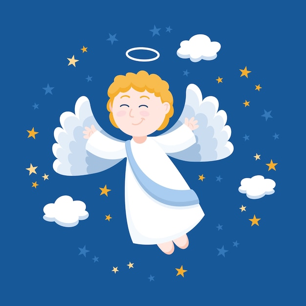 Flat design christmas angel illustration