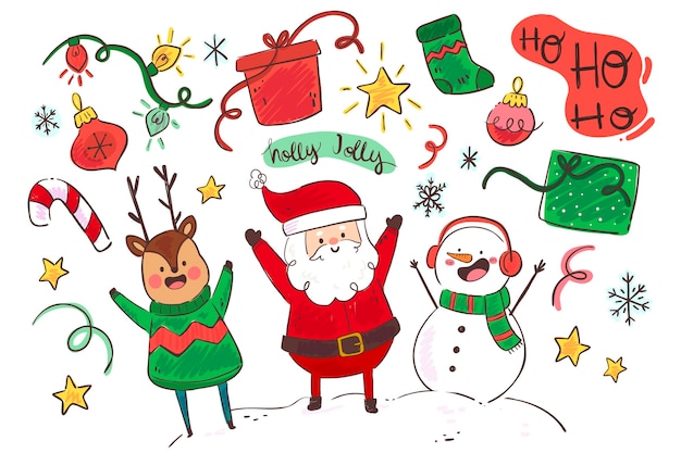 Flat design christmas background with characters