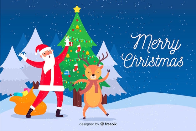 Flat design of christmas background