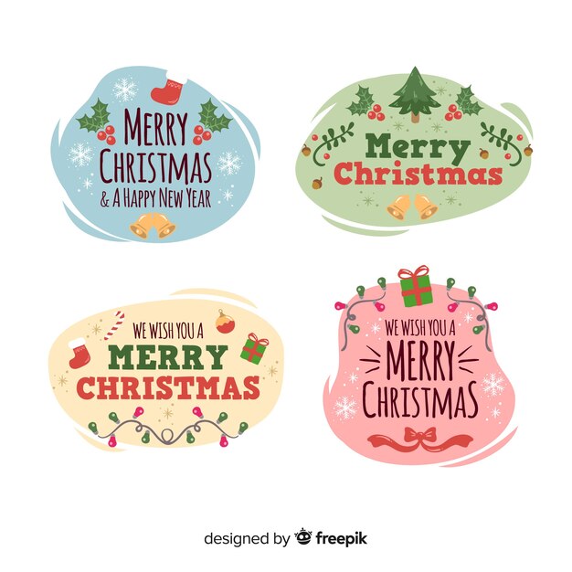 Flat design of christmas badge collection