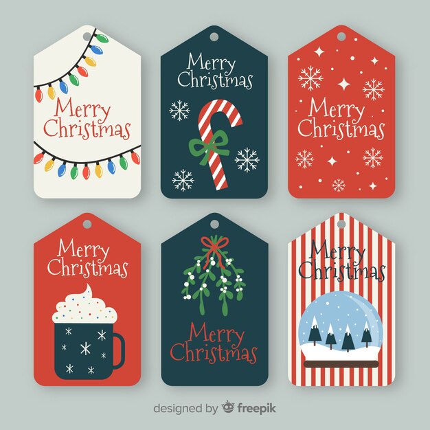 Flat design of christmas badge collection