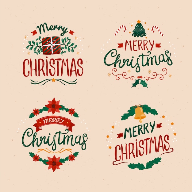 Flat design christmas badge collection