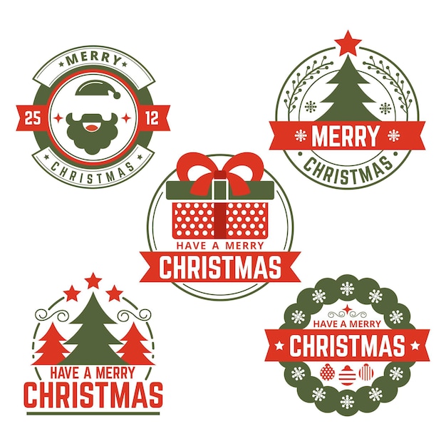 Flat design christmas badge collection