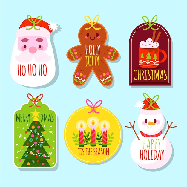 Flat design christmas badge collection