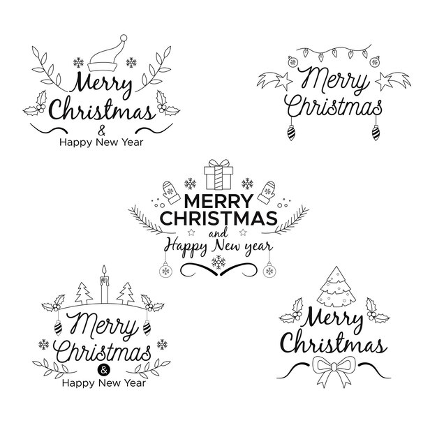 Flat design christmas badge collection