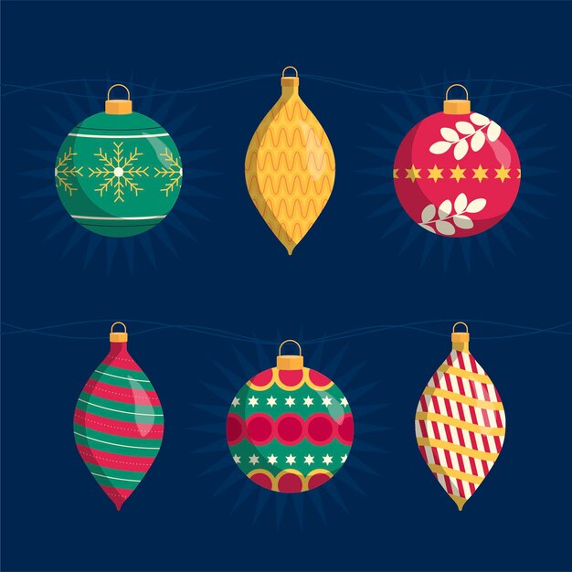 Flat design christmas ball ornaments