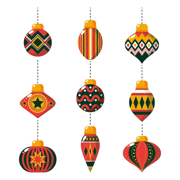 Flat design christmas ball ornaments