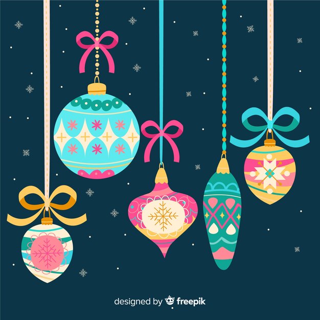 Flat design christmas balls collection