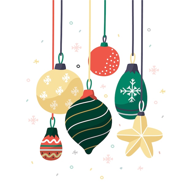 Flat design christmas balls set