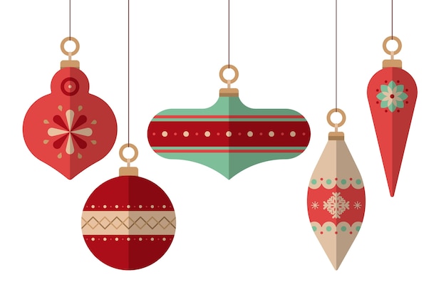 Flat design christmas balls set