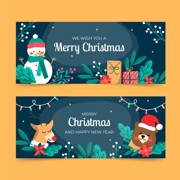 Flat design christmas banner set