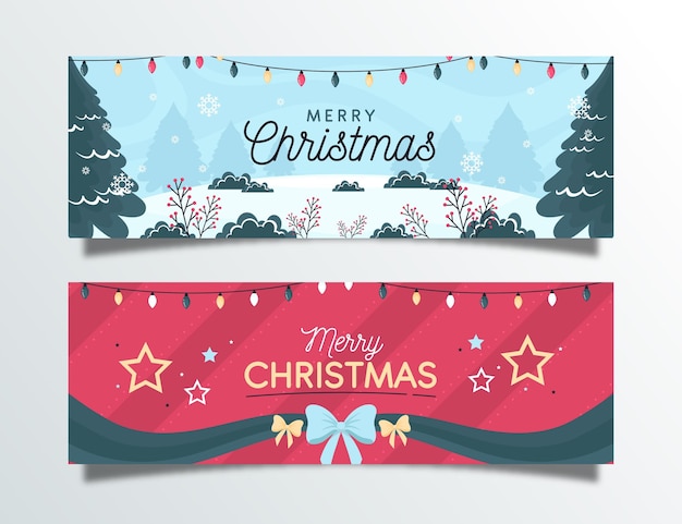 Flat design christmas banners set