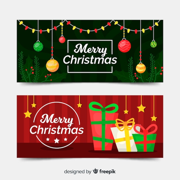 Flat design christmas banners template