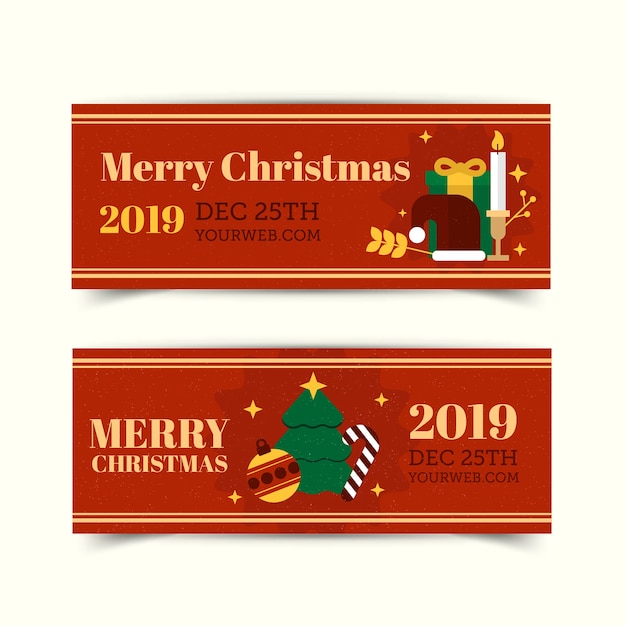 Flat design christmas banners template