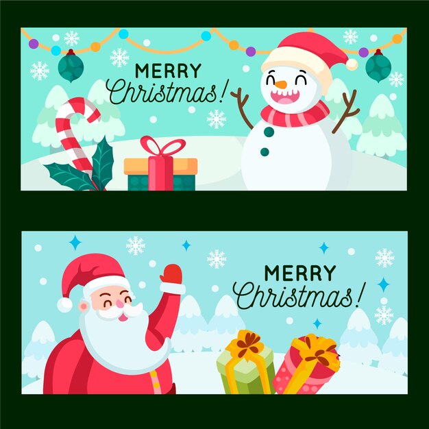 Flat design christmas banners template