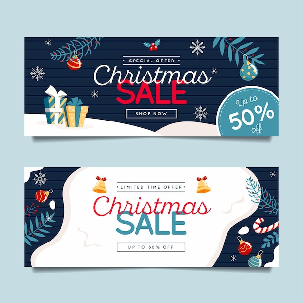 Flat design christmas banners template