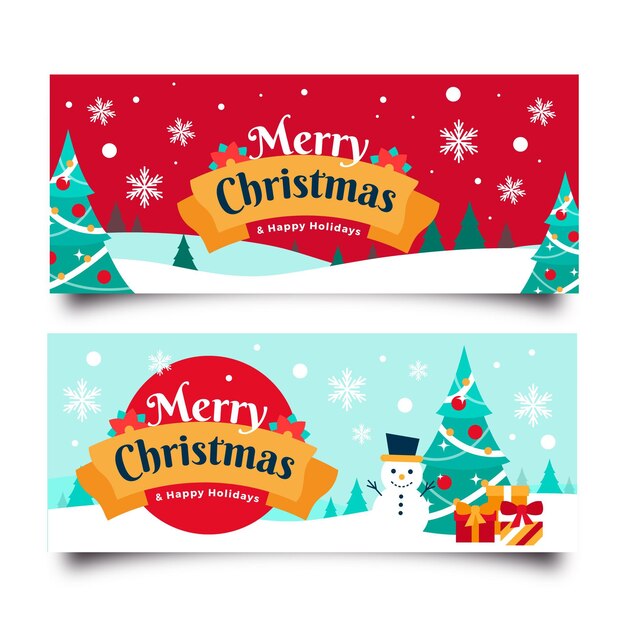 Flat design christmas banners template