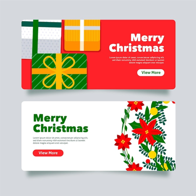 Flat design christmas banners template