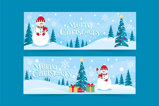 Flat design christmas banners template