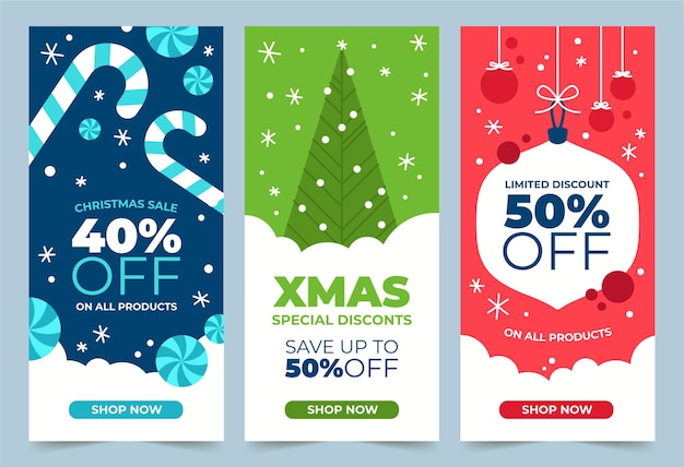 Free vector flat design christmas banners template